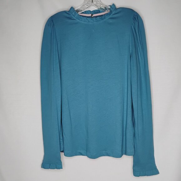 Boden Top Blouse NEW Supersoft Ruffle Cotton Tencel Feminine Comfy Work Teal 10 - Picture 4 of 16